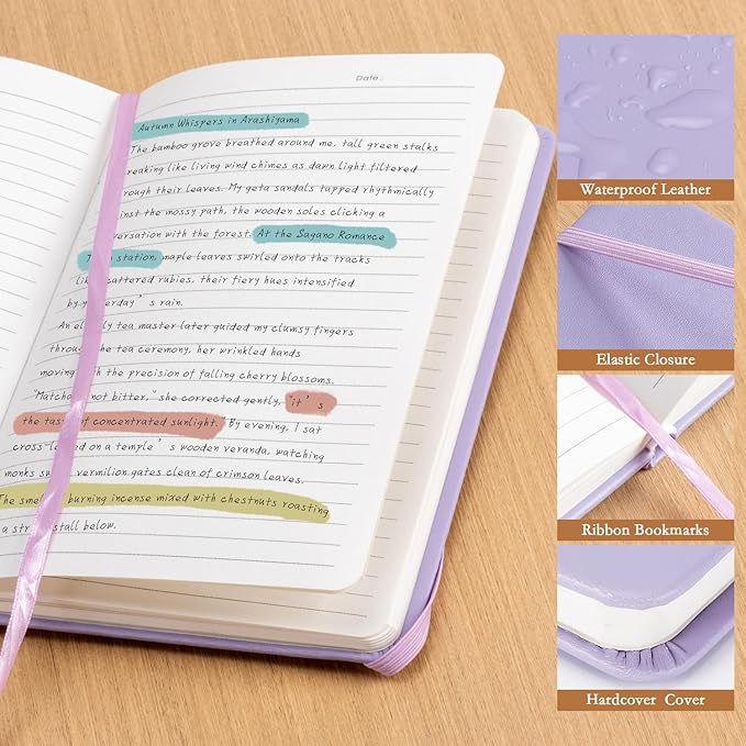 deli A5 Lined Journal Notebook, 160 Pages Hardcover Writing Notebook, 5.5"x8.2" College Ruled Notebook for Office, School, Work Notes (Purple)