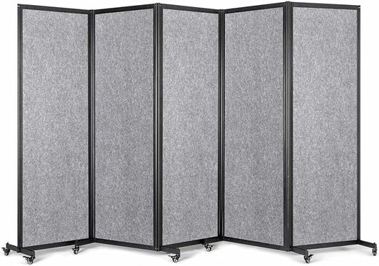 Room Partition,Office Divider,Portable Commercial Screen Dividers,Privacy Partition Separator,Classroom School Dividers,10'6"L* 6'7"H,5 Panel,Light Grey