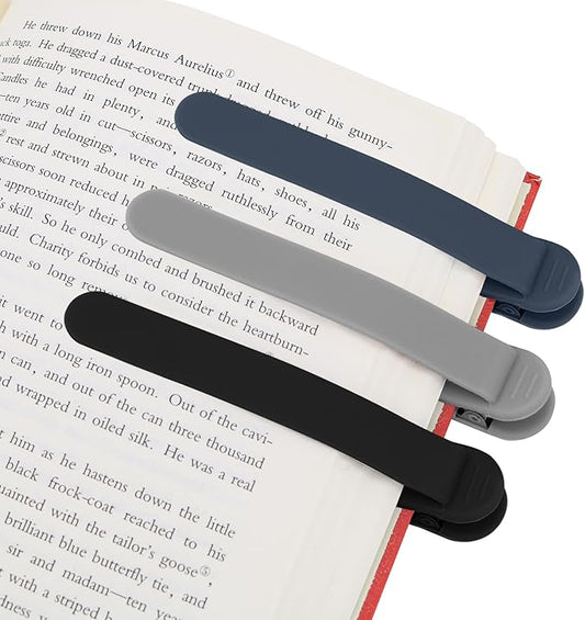 SMUK 3 Pieces Silicone Bookmark, Unique Automatic Bookmarks for Book Lovers Reading Women Men Teens Teachers, Book Mark Book Page Keeper Reading Gifts for Reading Lovers