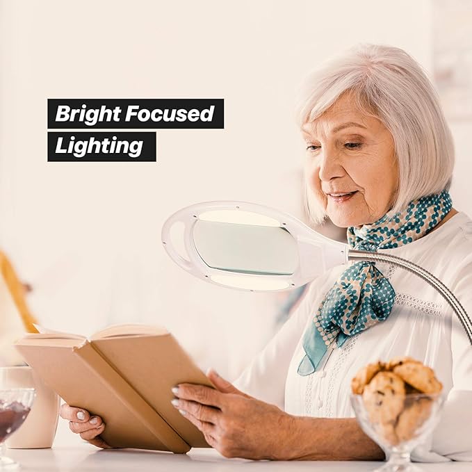 Brightech LightView Pro Magnifying Glass with Light and Stand, Magnifying Floor Lamp with a 6-Wheel Rolling Base for Facials, Lash Estheticians, Dimmable LED Work Light for Sewing, Crafts