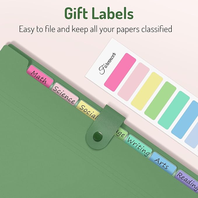 Forvencer Expanding File Folder with 8 Pocket, Letter Size Accordion File Organizer, Portable Folders for Documents, Cute Paper Organizer, Filling Products for School Office Supplies, A4 Size, Black