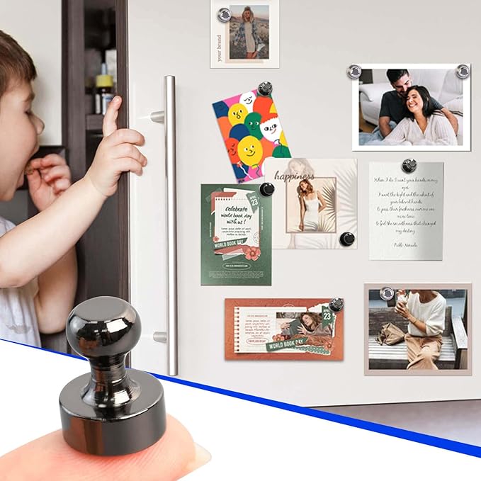 55Pcs Bright Black Fridge Magnets, Strong Refrigerator Magnets, Small Push Pin Magnets for Whiteboard, Decorative Whiteboard Magnet s for Classroom, Kitchen Accessories, Office and Map Magnet