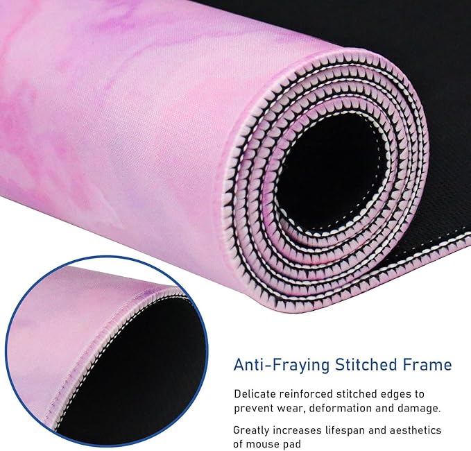 Large Extended Gaming Mouse Pad with Stitched Edges, (31.5X15.7In) Durable Non-Slip Natural Rubber Base, Waterproof Computer Keyboard Pad Mat for Esports Pros/Gamer/Desktop/Office/Home, Marble Purple