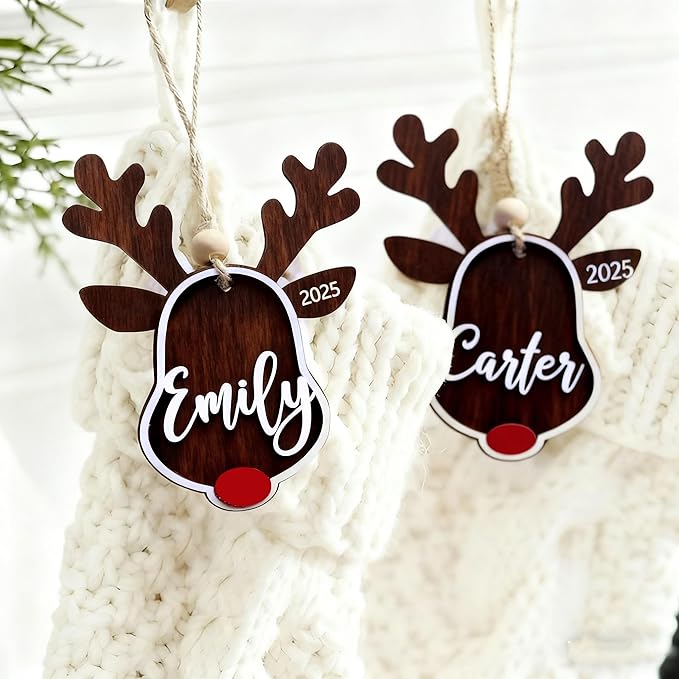 Personalized Christmas Ornaments with Name,Wooden Christmas Tree Ornaments 2025 with Custom Family Name for Kids Adults,Xmas Ornaments for Christmas Tree Gifts (05-Christmas Tree Ornaments)