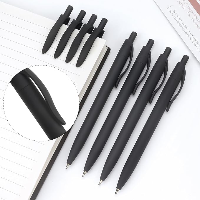 Bribobo 8 Pack Ballpoint Pens Retractable No Bleed Black Click Pens, Medium Point, Smooth Ink, 1.0 MM Black Ink
