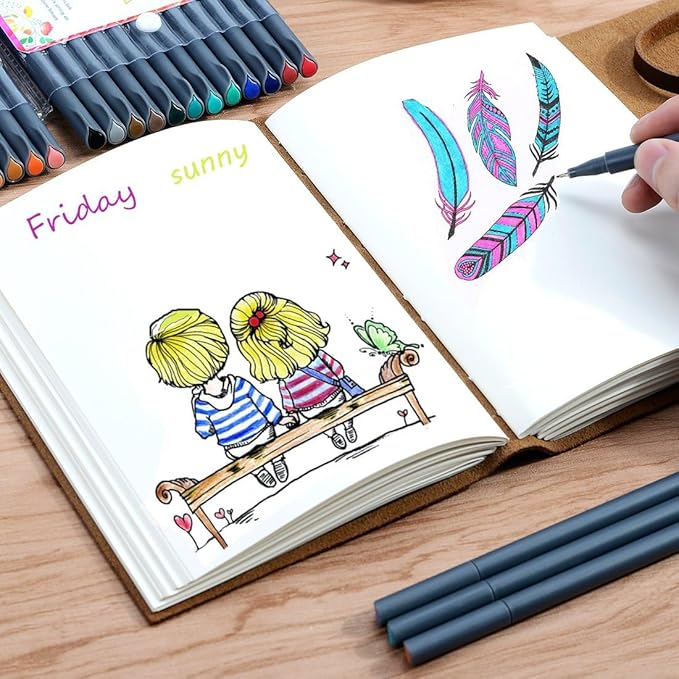 iBayam School Supplies Gifts for Teacher Student Teens Boys Girls Writing Drawing, Back to School Supplies, Colored Pens for Journaling Note Taking, 36 Vibrant Colors, 0.38mm Fine Tip Markers