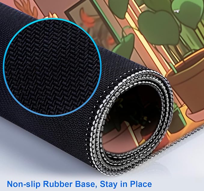 Green Plant Flower Anime XL Keyboard and Mouse Pad Women's Office Desk Accessories Decoration Expansion Game Mouse Pad Computer Office Desk Pad 35.4 x 15.7 inches