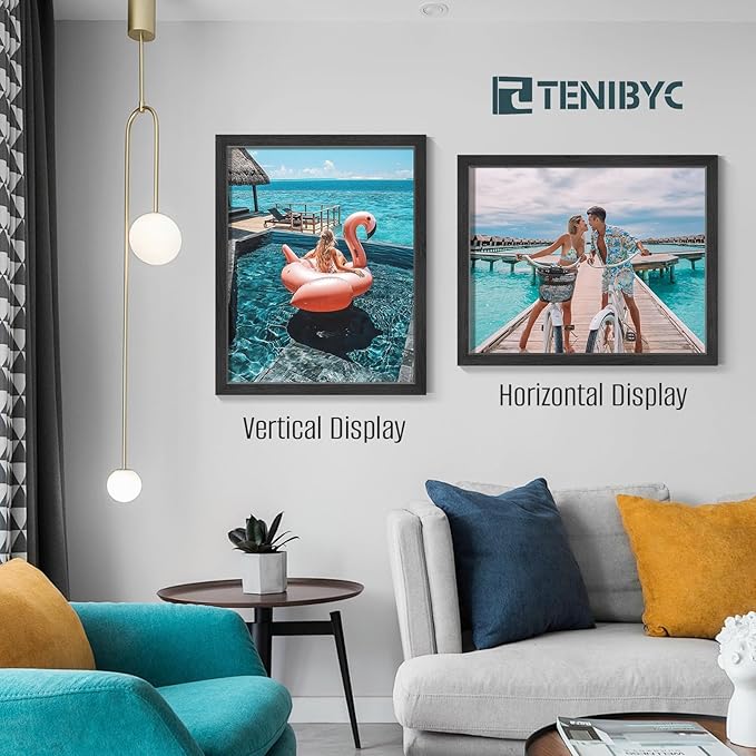 16x20 Picture Frames Set - 3 Pack - Black Solid Wood Poster Frame - Tempered Glass - Exclusive Woodgrain - Rooms, Offices, Gallery, Studio, and Hallway, Wall Display Decor