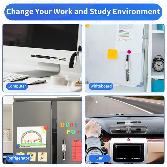 12PCS Pen Holder for Desk, Upgraded Adhesive Pen Pencil Holder for Desk Wall Clipboard Car Silicone Pens Markers Pencils Organizer Teacher Supplies Office Supplies (12PCS White)