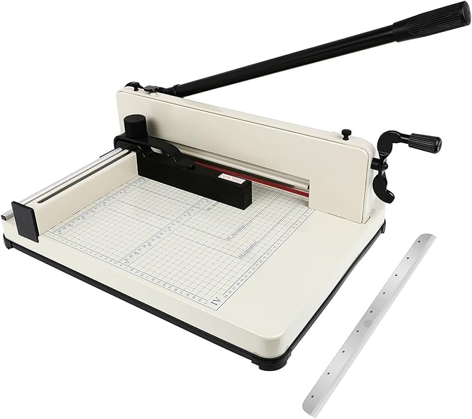 Heavy Duty Paper Cutter, 12" Guillotine Paper Cutter, Cortadora de Papel 500 Sheets Paper Trimmer with Double Safety Protection&Durable HSS Blade for Cutting Paper, Leather, PVC,Non-Woven Fabrics