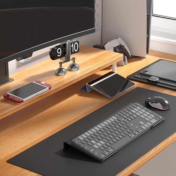 WINFFOR Comfortable Computer Keyboard Stand - 2 Pack Ergonomic Riser Acrylic Tilted Holder for Easy Typing & Working - Fits - 17'' Wide (Matte Black)