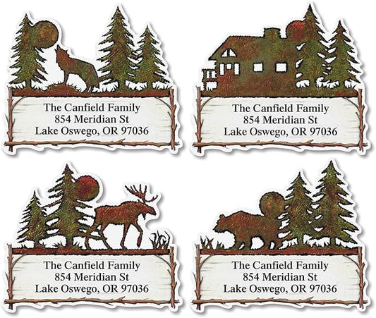 Country Lodge Diecut Return Address Labels- Set of 144 Large Self-Adhesive, Flat-Sheet Labels, by Colorful Images