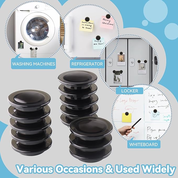 ZDZBLX Fridge Magnets, 28 Pack Mini Magnets for Fridge, Locker, Classroom, Office (Black)