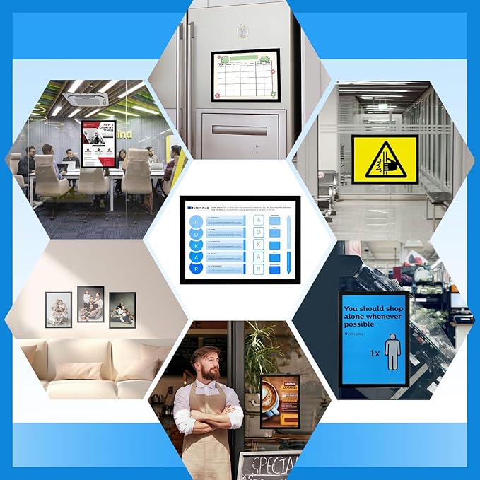 Inpack Magnetic Sign Holder 8.5 x 11, Self-Adhesive Magnetic Frames For Wall, Magnetic Picture Frame Document Holder with Clear PVC Cover for Office Home Store Restaurant (12 PACK)