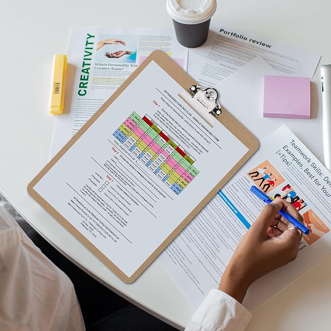 ZCZN A4 Clipboards, Wood Clipboard Bulk 6 Packs, Clip Boards 9x12.5 Inch, Wooden Clipboard for Classroom, Brown