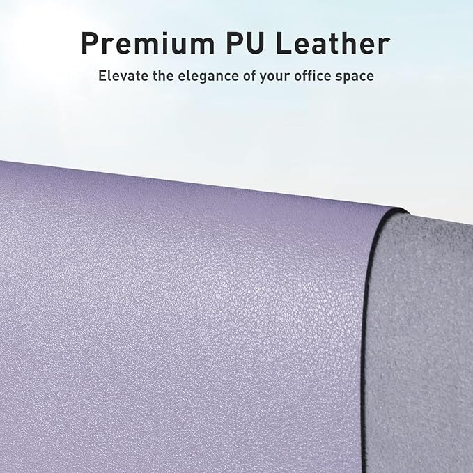 Aothia Faux Leather Desk Mat – Large Mouse Pad, Non-Slip PU Leather Blotter, Waterproof Writing Surface for Office and Home (Lavender, 47.2" x 23.6")