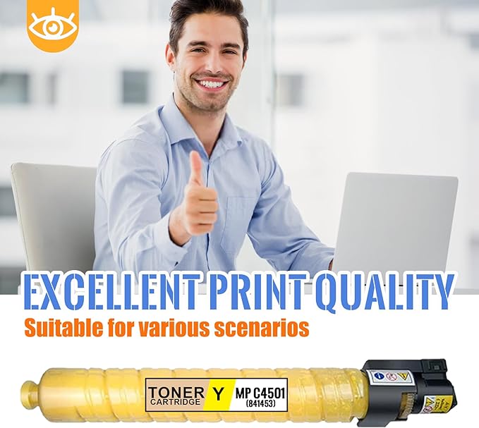 1 Pack MP C4501 Yellow Toner Cartridge | Replacement for Ricoh MP C4501 Work with Aficio MP C4501 Aficio MP C5501 Lanier MP C4501 Lanier MP C5501 Savin MP C4501 Savin MP C5501 | 841453