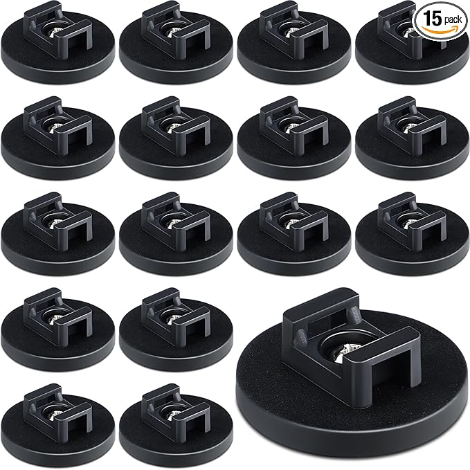 Yookeer Magnetic Zip Tie Mount Base Black Magnetic Cable Clips Wire Holder Multipurpose Cable Ties Management Base Electrical Supplies for Wire