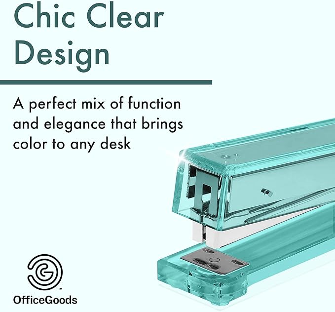 OfficeGoods Acrylic Stapler – Aesthetic & Durable Green Desk Staple for Modern Office – Stylish & Compact Office Supplies for Women & Men