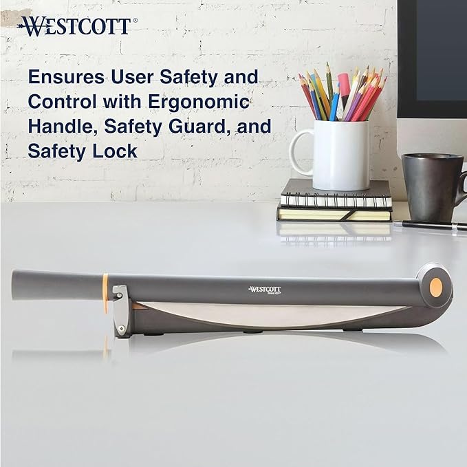 Westcott TrimAir Guillotine Paper Cutter, Paper Trimmer with Sharp and Durable Titanium-Bonded Blade, Maximum Safety Features, 18-Inch, Back to School, School Supplies, Classroom