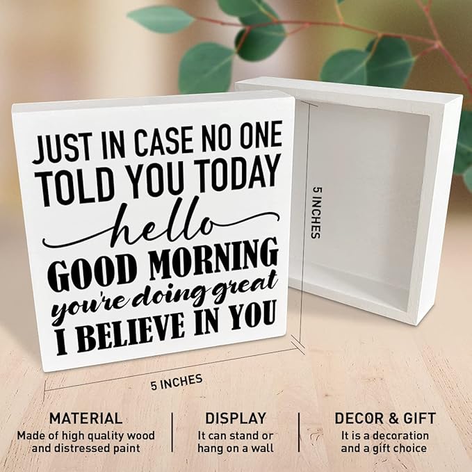 Inspirational Wooden Box Sign, You're Doing Great, Motivational Home Office Desk Decor, Encouragement School Classroom Decoration, Positive Gifts for Women Men Coworkers Student 5 inches*5 inches