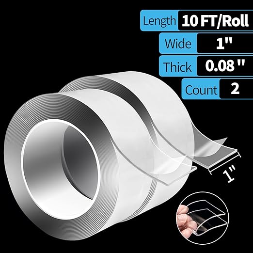 Art3d Nano Double-Sided Adhesive Tape, Multipurpose Tape for Carpet Mats/Paste Items/Photos Frames/Craft Wall Mounting