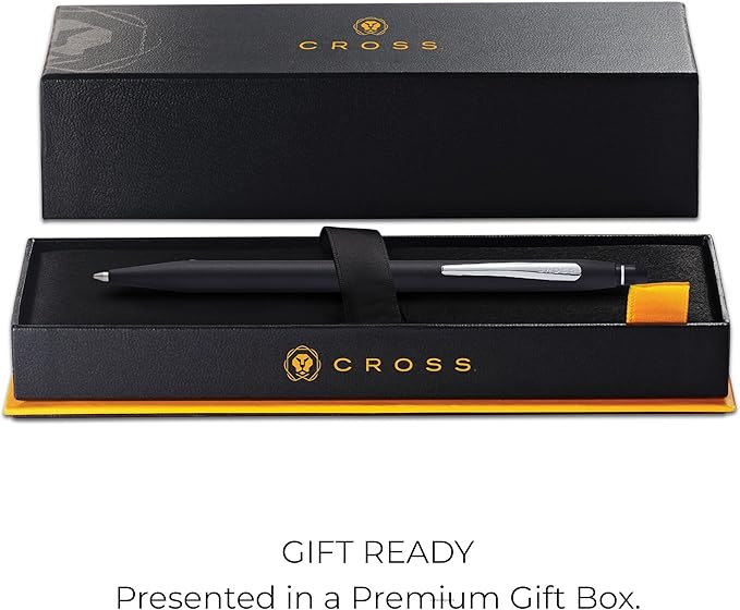 Cross Click Refillable Ballpoint Pen Presented in a Everyday Gift Box - Medium Point, Black Ink, Black & Chrome