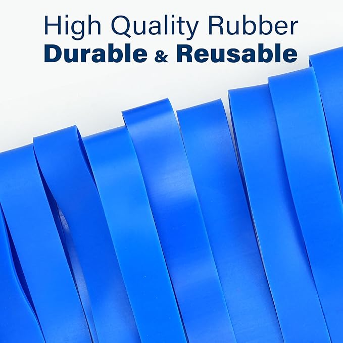 LotFancy Large Rubber Bands, 30Pcs Size #107 Big Wide Elastic Bands, Heavy Duty Blue Long Rubber Bands for Office Supplies