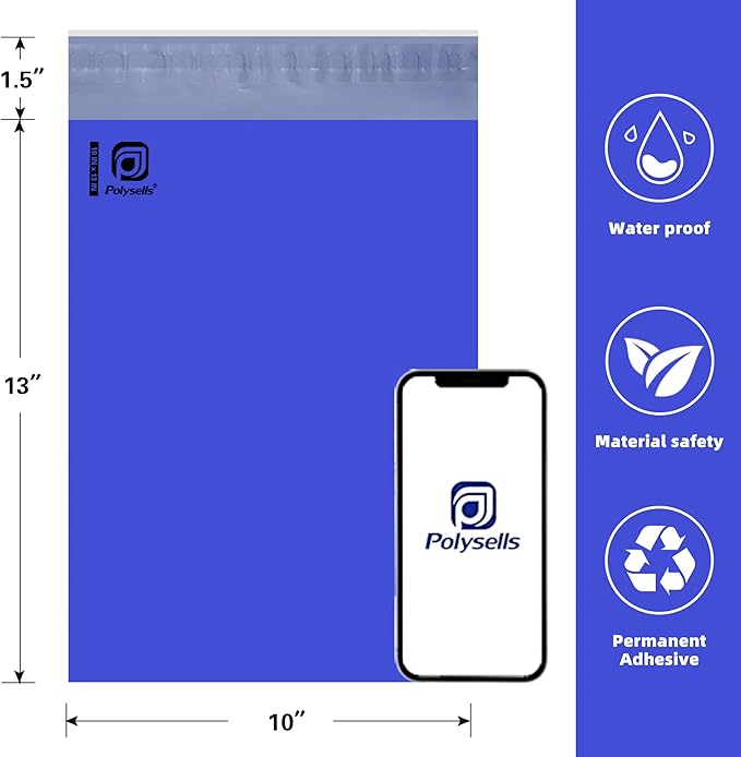 POLYSELLS 100 pcs 10x13 Inches Purple Poly Mailers Shipping Envelopes, Strong Adhesive Sealing, Waterproof, and Tear-resistant Postal Mailing Bags for Clothing, Books, and Accessories