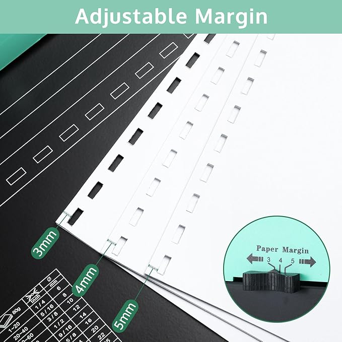 OFFNOVA Binding Machine, 21-Hole 450 Sheets Paper Comb Punch Binder Machine for Letter Size / A4 / A5 Paper, Easy to Punch Handle, Adjustable Margin