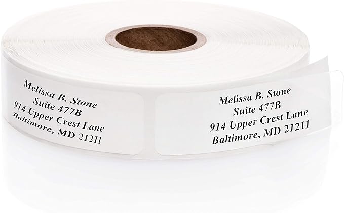 Clear Personalized Return Address Labels Without Dispenser - Roll of 500 Custom See Through Transparent Stickers
