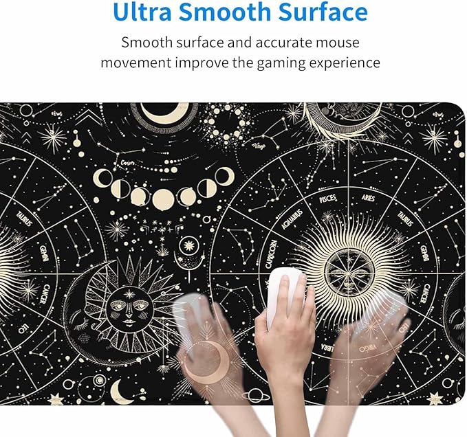 Moon Phases Desk Mat Mouse Pad Large Desk Pad Desk Mats On Top of Desks Laptop Computer Keyboard Mouse Mat Full Desk Gaming Mousepad XXL 31.5X15.7 inch Deskpad Deskmat Cute Desk Accessories
