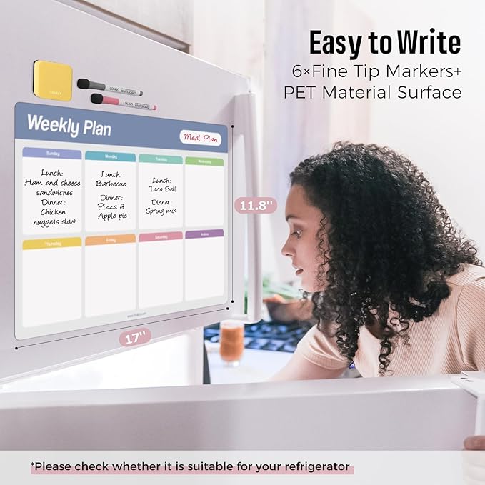 Loukin Dry Erase Calendar 4 Pack(Monthly+Weekly+Checklist+Mini Note), Electrostatic Adsorption Whiteboard Planners, Reusable Schedule for Office, Classroom, Refrigerator, 6Markers & 1Eraser Included