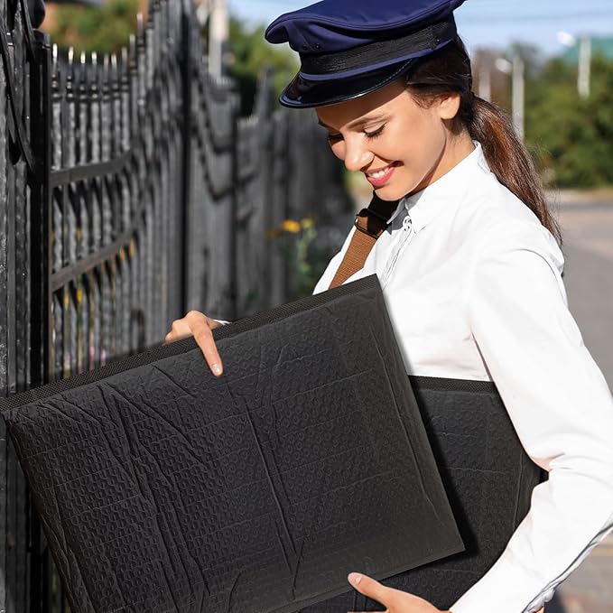 Thenshop 10 Pcs Extra Large Bubble Mailers 16 x 22 Inch Resealable Padded Envelopes Waterproof Shipping Packages Opaque Poly Packaging Envelope Mailers Cushioned Bags for Mailing Packaging, Black