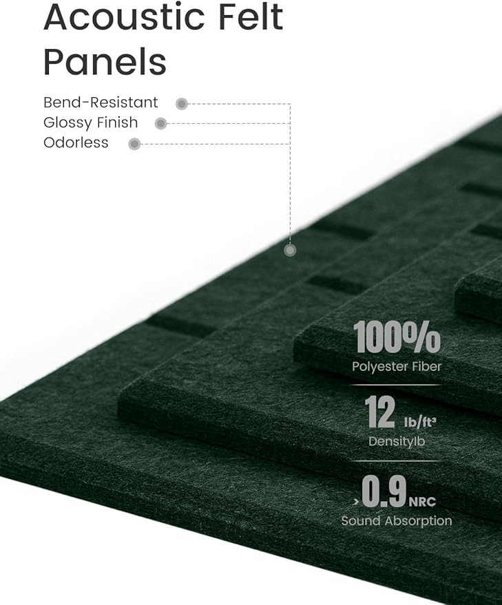 Large Felt Bulletin Board 48" x 36" Cork Board Alternative - 6 Pack with 40 Safe Removable Adhesive Tabs, Cork Boards for Walls Cork Board for Home Office Classroom Pin Board (Aurora Green)