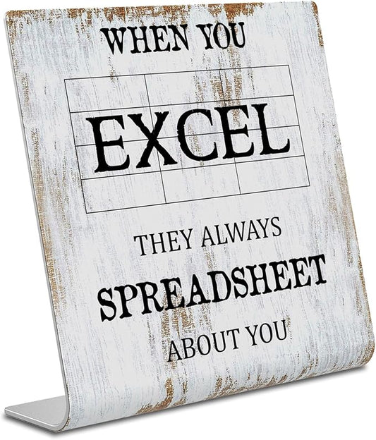 When You Excel Sign Definition Accountant Gift for Women Men, Rustic Office Humor, Funny Inspirational Home Decoration for Coworkers XUV85