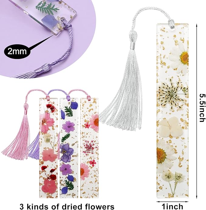 Kaluofan 3PCS Cute Bookmarks for Women, Durable Handmade Resin Bookmarks for Mothers, Teachers, Friends, Book Lovers on Mother's Day, Teachers' Day, Christmas
