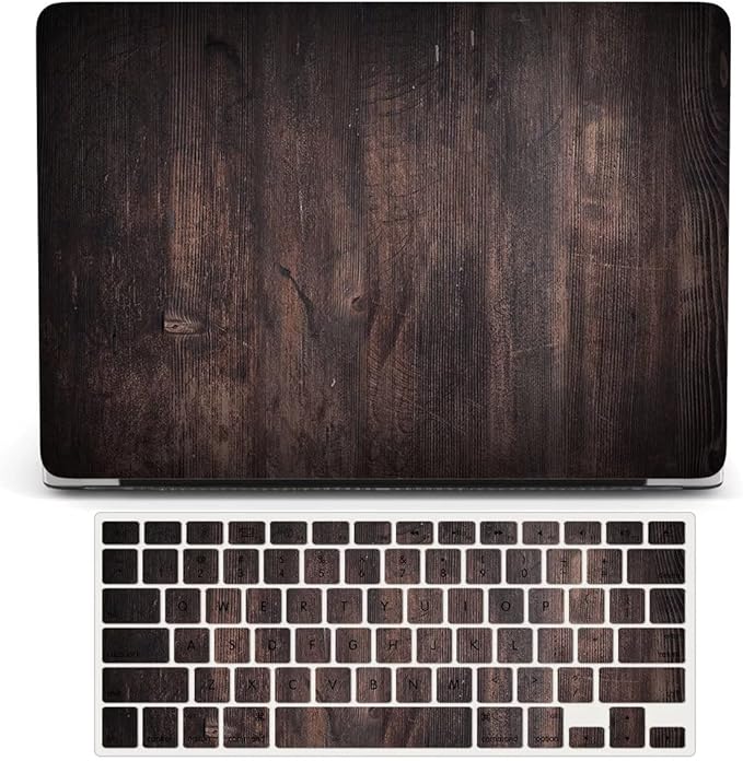 Case Compatible with MacBook Pro 16 inch 2020 2019 Release A2141 with Touch Bar/Touch ID, Plastic Laptop Hard Shell Protective Case & Keyboard Cover Skin - Dark Wood Grain