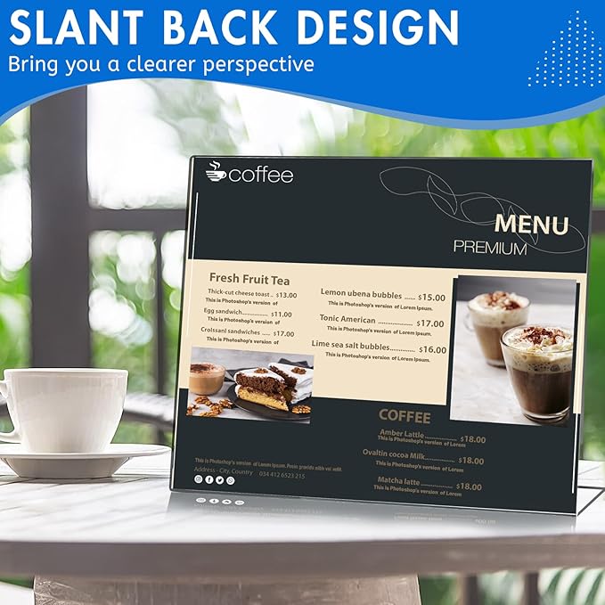 Aheroi 30Pcs Acrylic Sign Holder 8.5 x 11, L-shape Clear Sign Holders, Horizontal L-shape Acrylic Paper Holder, Plastic Table Sign Holders, Plastic Paper Holder Display Standing for Office Home School