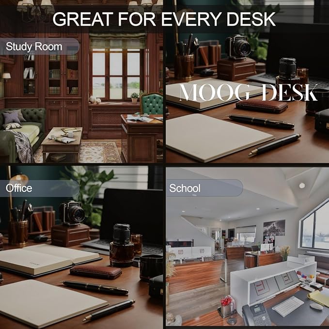 MOOGCO Bonded Set Luxury Leather Desk Pad & Desk Organization Essentials Desk Organizer Leather Desk Organizer (Green)