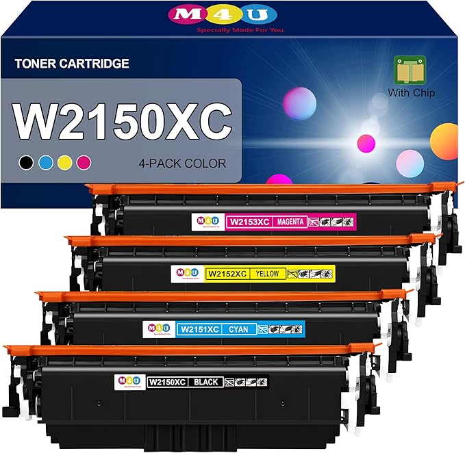 W2150XC W2151XC W2152XC W2153XC Compatible for W2150 Toner Cartridges Set, Compatible with Color Laser Jet Pro MFP 4301 4302 4303 Series Printers(4Pack, BCMY)