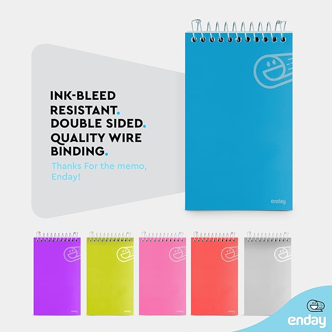 Enday Pocket Notebook, Small Notebooks Top Bound Small Spiral Notebooks, Memo Pad for Home Office Accessories, 75 Sheets, 3 x 5 Mini Notepad in Pink, Purple, Green, Blue, Red, Grey (12 Pack)