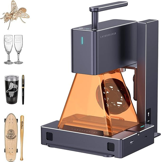 LaserPecker LP2 Laser Engraver with Roller, Portable and Handheld Laser Engraving Machine for Wood Metal Leather Acylic Engraving Laser Cutter, Suit Set with Versatile Rotary Roller