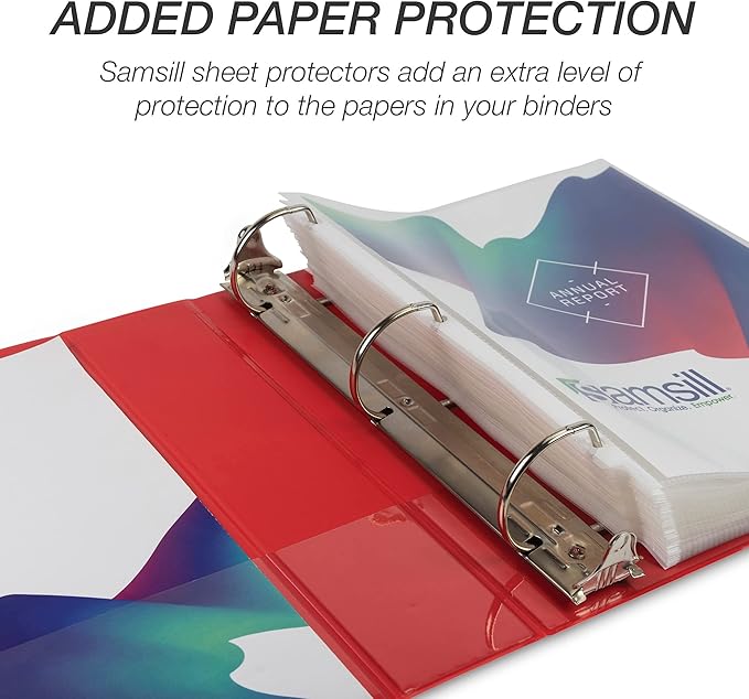 Samsill Durable 2 inch 3 Ring Binder, Made in USA, D Ring Binder, FSC 100% Recycled Chipboard, Red, 12 Pack
