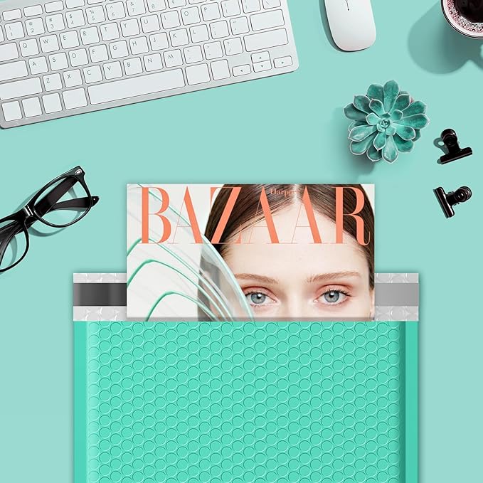 Fuxury 500 Pack Teal Bubble Mailers 10.5x16 Inch,Self Seal Padded Envelopes Waterproof Mailing Envelopes Cushioning Padded Mailers for Packaging, Small Business Large #5