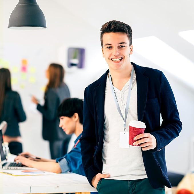 Silver Lanyards Bulk 50 packs Lanyards for ID Badges,Lanyards with Swivel Hook Clips for Name Tag Lanyard ID Holder