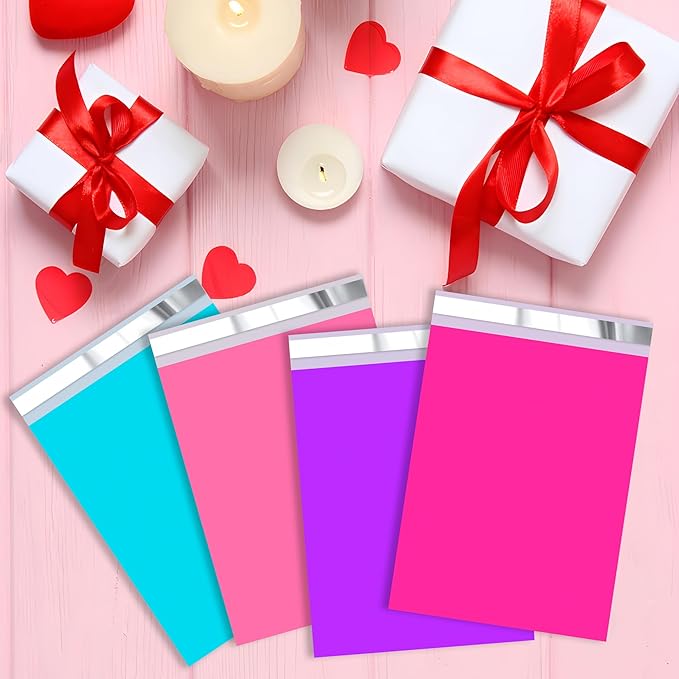 JinRuiKJ Thank You Poly Mailer - 10x13 Poly Mailers Variety Pack of 100, 25 Pcs Each Color, Strong Adhesive Shipping Bags for Clothing, Durable Thick Mailer Bags with Self Seal - Mixed Color2