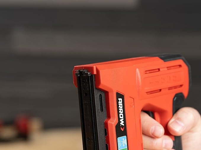 Arrow ET501F Corded 5-in-1 Professional Electric Staple and Nail Gun, Wire Stapler, and Brad Nailer for Upholstery, Framing, Insulation, Crafts, Fencing, and Cable, Black/Red
