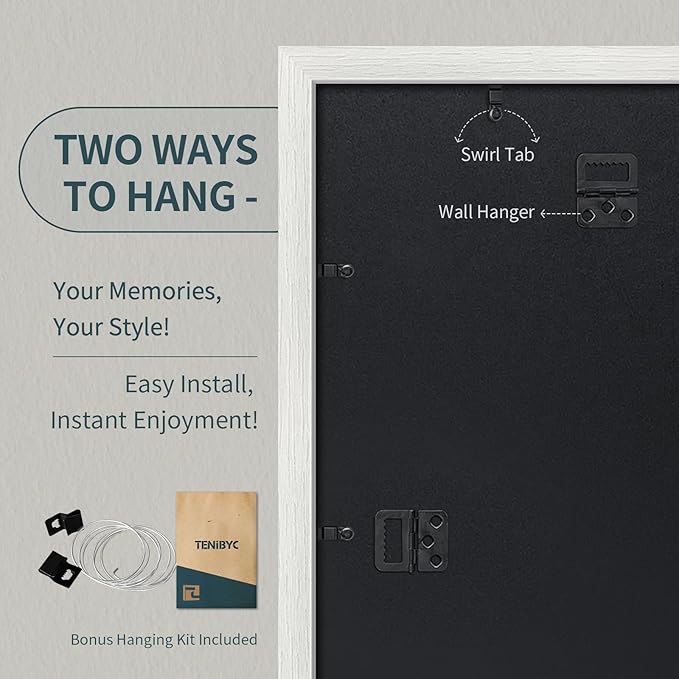 12x16 Picture Frame 3 pk - White Woodgrain, HD Tempered Glass, Wall Gallery Photo Frame