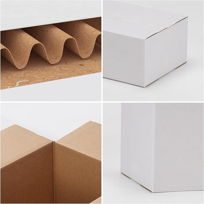 8x5x3 Shipping Boxes Set of 40, White Kraft Corrugated Cardboard Small Boxes Mailers for Packaging(20.3x12.7x7.6 cm)